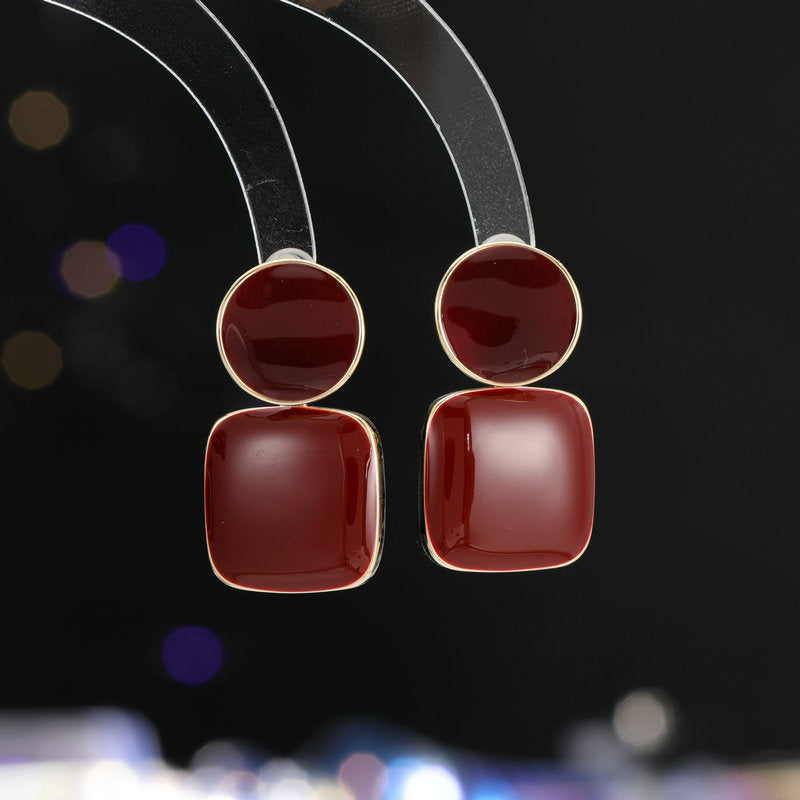 Fashion High-grade Geometric Square Drop Oil Earrings