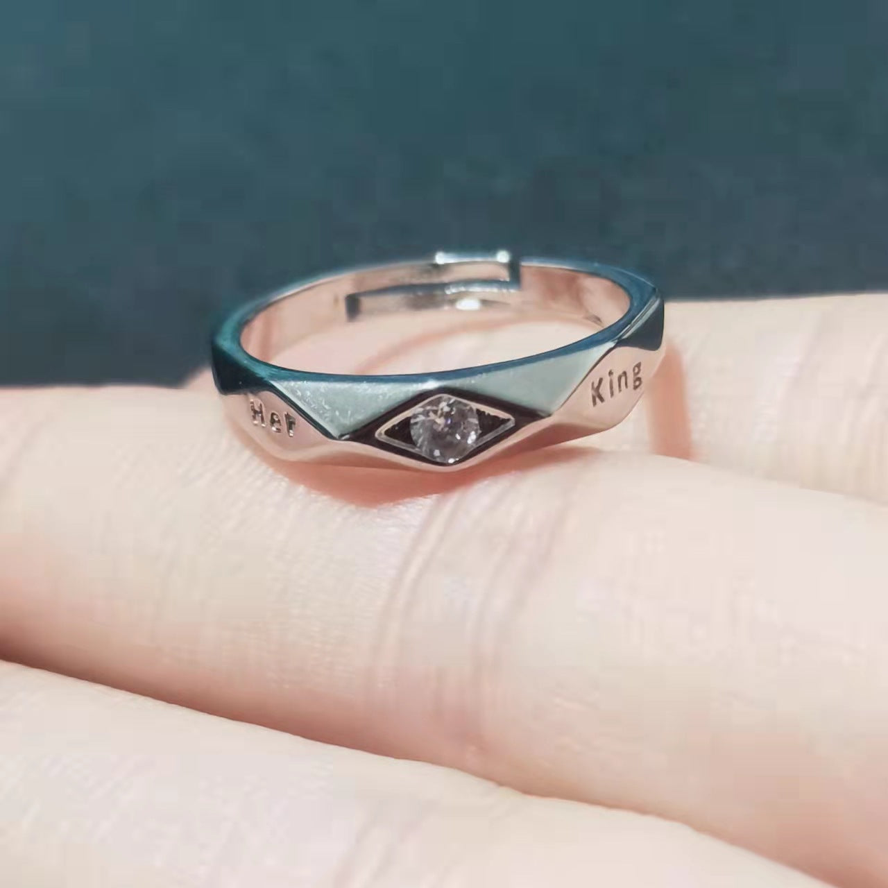 Women's & Men's Couple Open Mouth White Gold Plated Rings