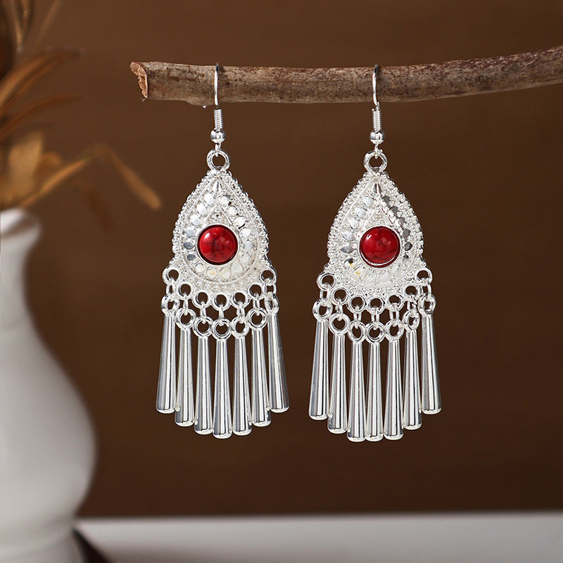 Women's Ethnic Style Imitation Miao Sier Colorful Earrings