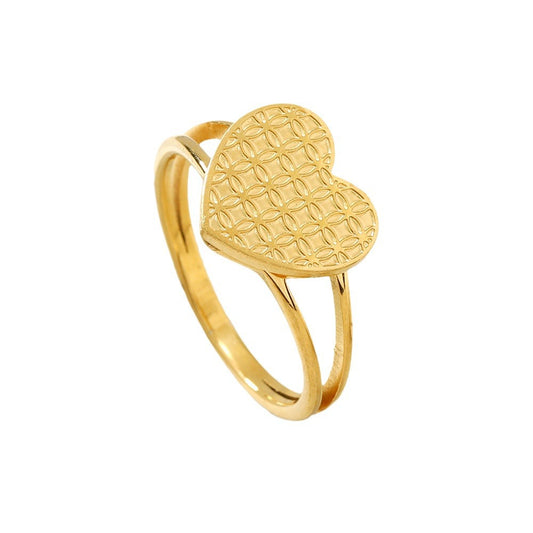 Unique Titanium Steel Embossed Welding Love Petals Rings