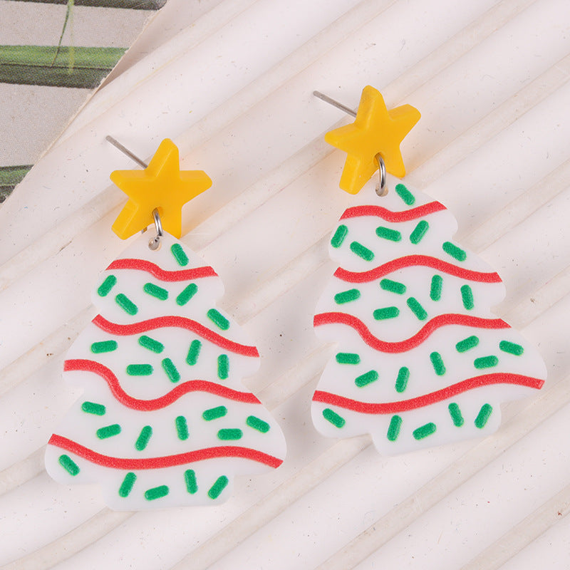 Christmas Acrylic Fresh Tree Baseball Rugby Earrings