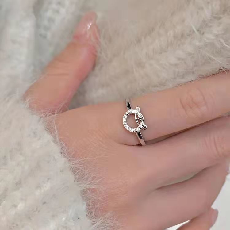 Little Tiger Female Design Simple Life Sier Full Diamond Rings