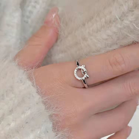 Little Tiger Female Design Simple Life Sier Full Diamond Rings