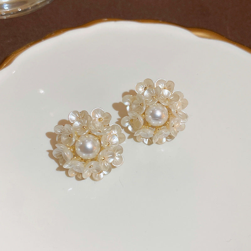 Pearl Flower Tassel Niche Temperament Atmosphere Affordable Earrings