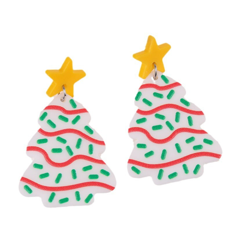 Christmas Acrylic Fresh Tree Baseball Rugby Earrings