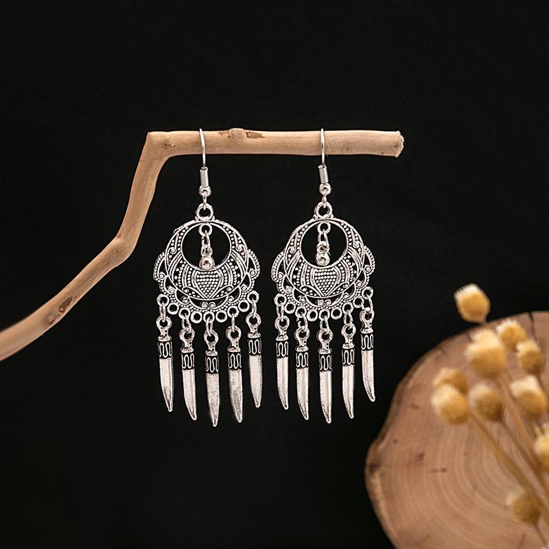 Imitation Sier Miao Minority Tourist Attractions Bohemian Exaggerated Long Leaves Earrings