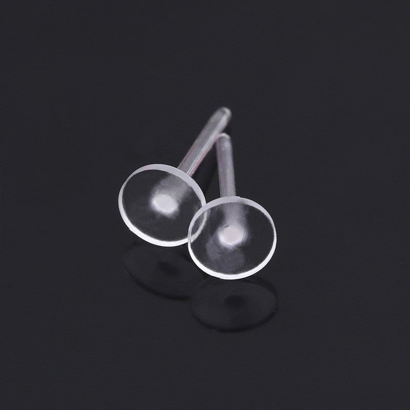 Plastic Auricular Needle Flat Ear Transparent Stud Earrings