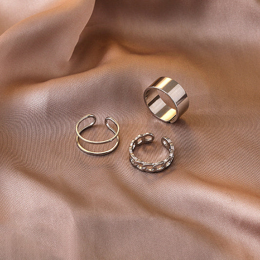 Korean Style Three-piece Set Simple Opening Rings