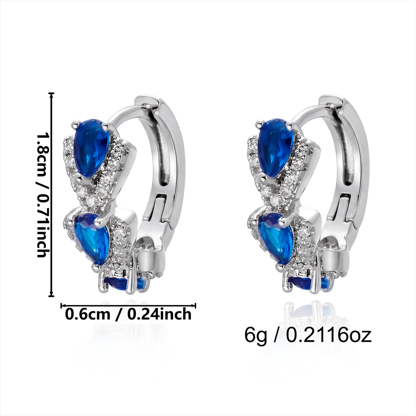 Women's Full Rhinestone Blue Water Drop High-grade Environmental Protection Copper Inlaid Rings