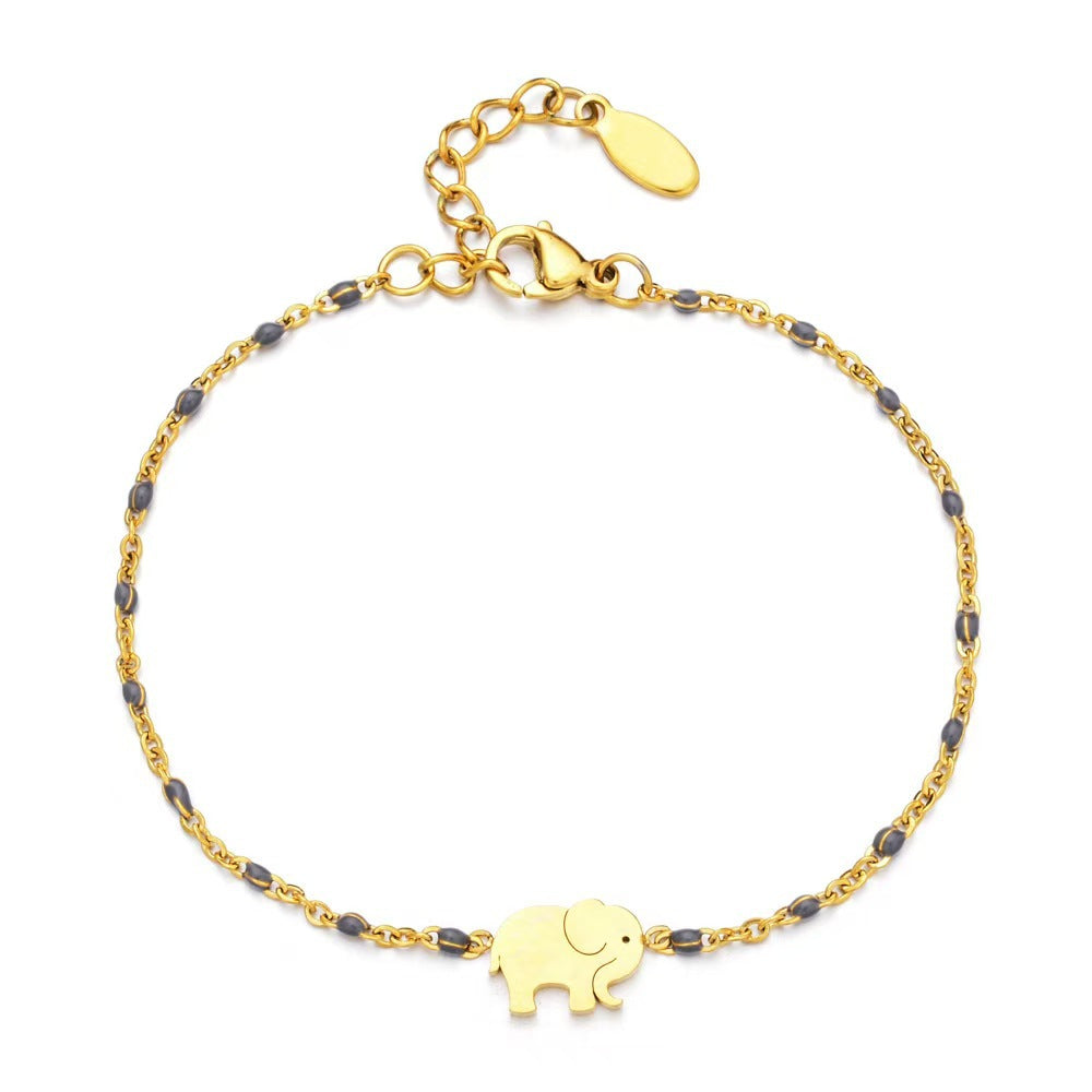Bohemian Stainless Steel Female Creative Elephant Color Bead Strand Does Bracelet