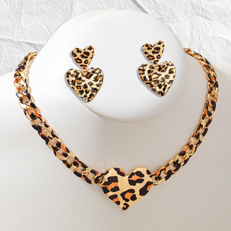Light Luxury Advanced Leopard Print Sexy Jewelry Set