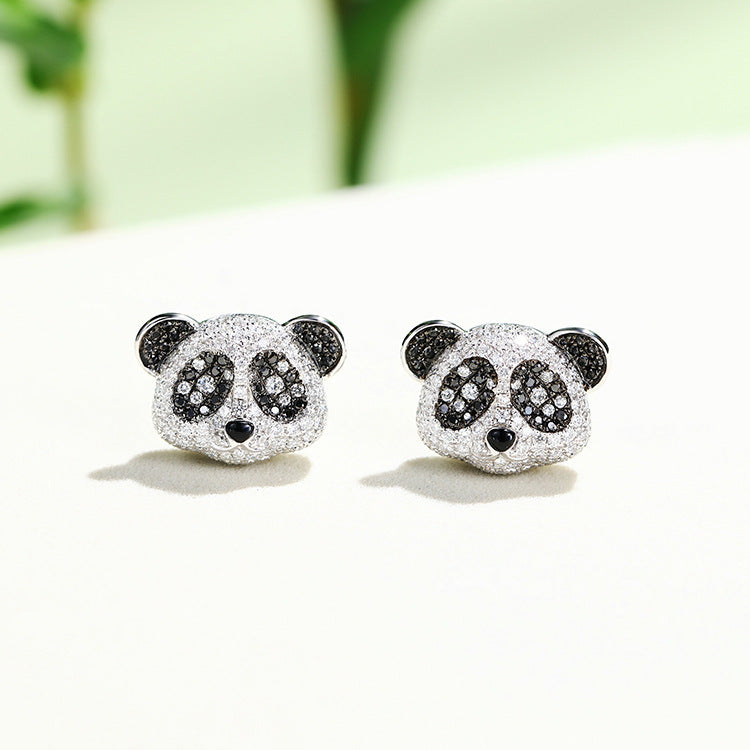 Full Diamond Black Gold Zircon Panda Cute Opening Pendants