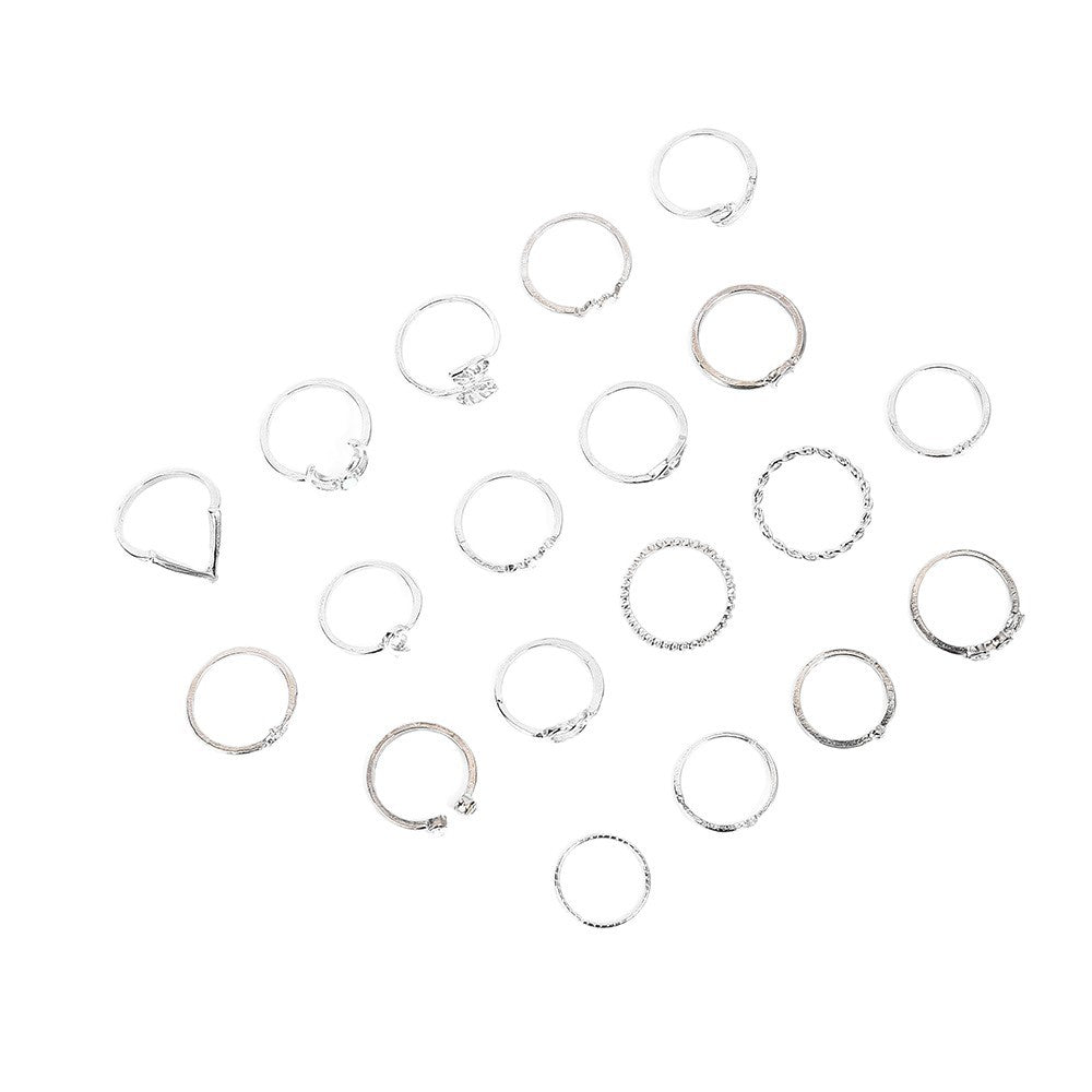 Retro V-shaped Leaves Eye Geometric Circle Rings