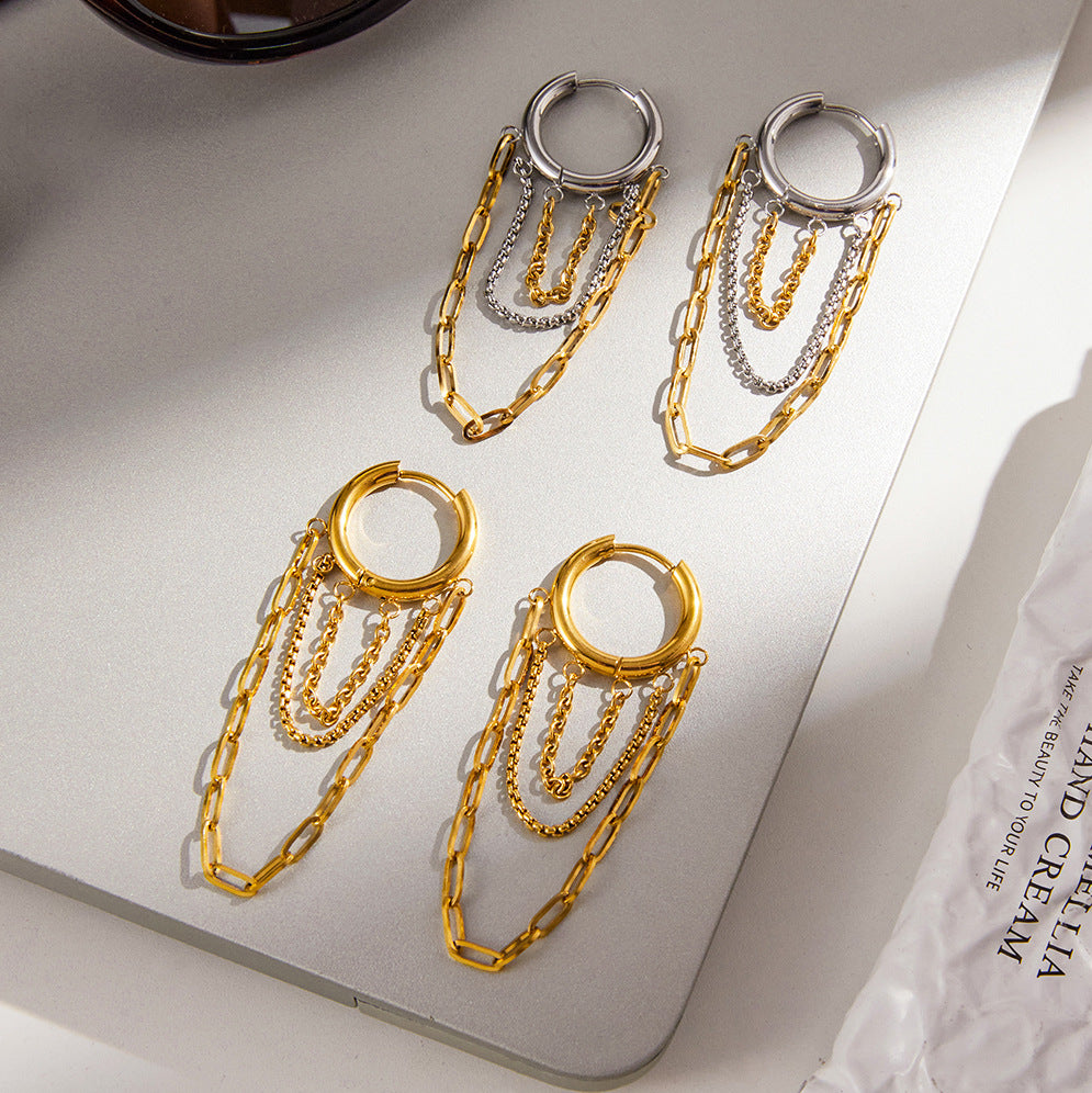 Women's Titanium Steel Tassel Light Luxury High-grade Earrings