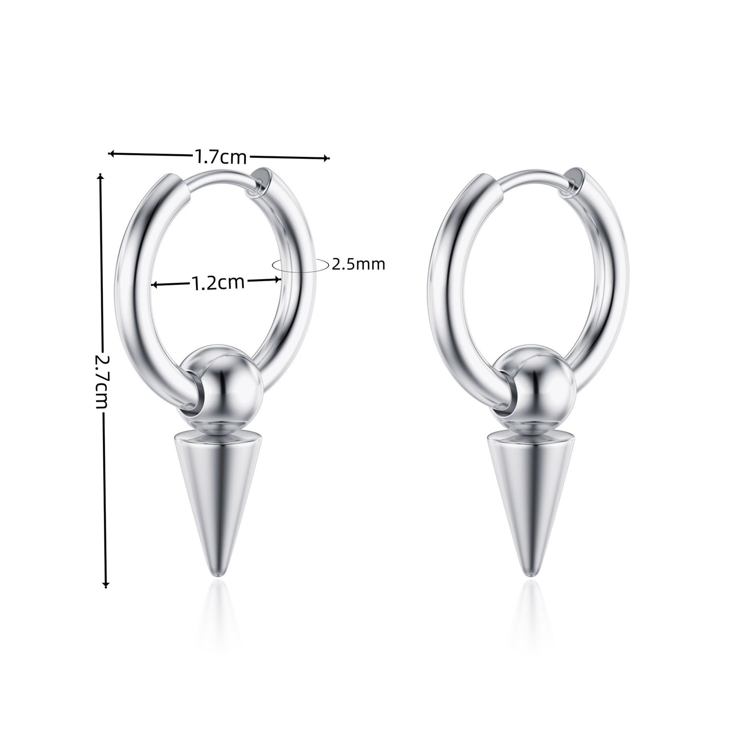 Electroplated Fashion Ear Clips Circle Pointed Cone Bone Earrings