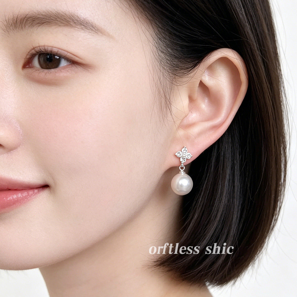 High Sense Affordable Luxury Style Micro Inlaid Zircon Pearl Rings