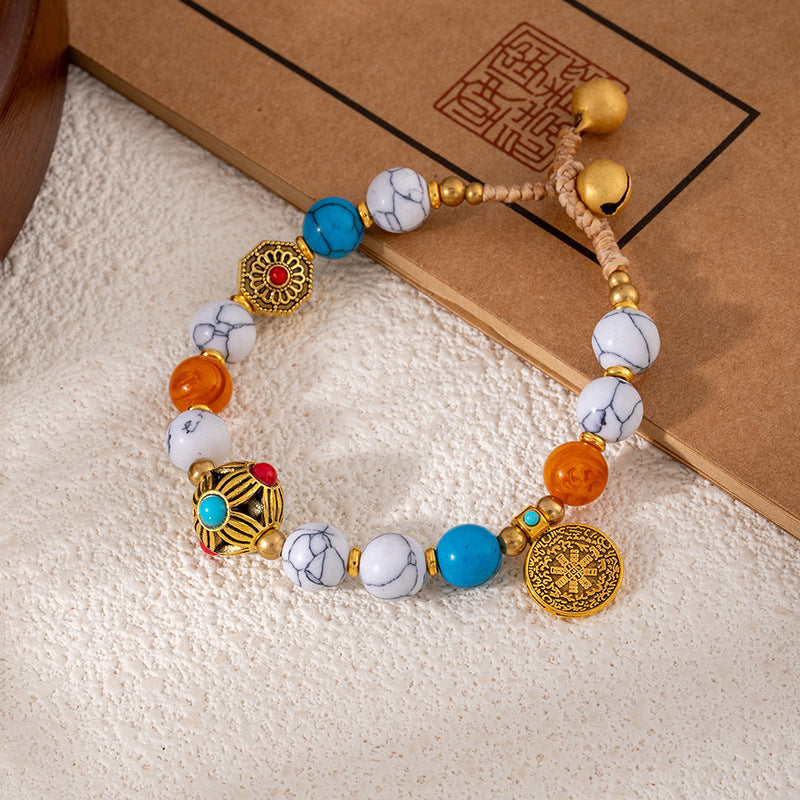 Colorful Turquoise Retro Artistic Personality Nepal Creative Crafts Braid Bracelet