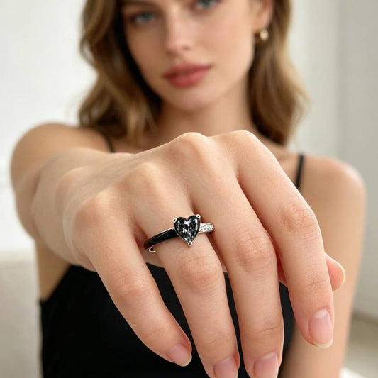 Women's Heart-shaped Zircon Temperament Wild Fashion Enamel Ring