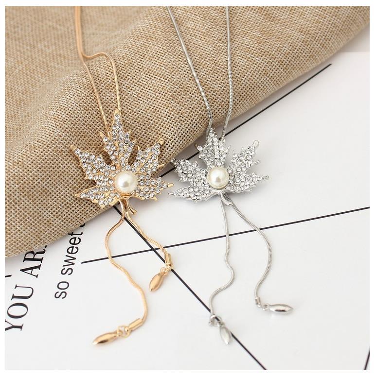 Fashionable All Match Sweater Chain Long Maple Leaf Necklace