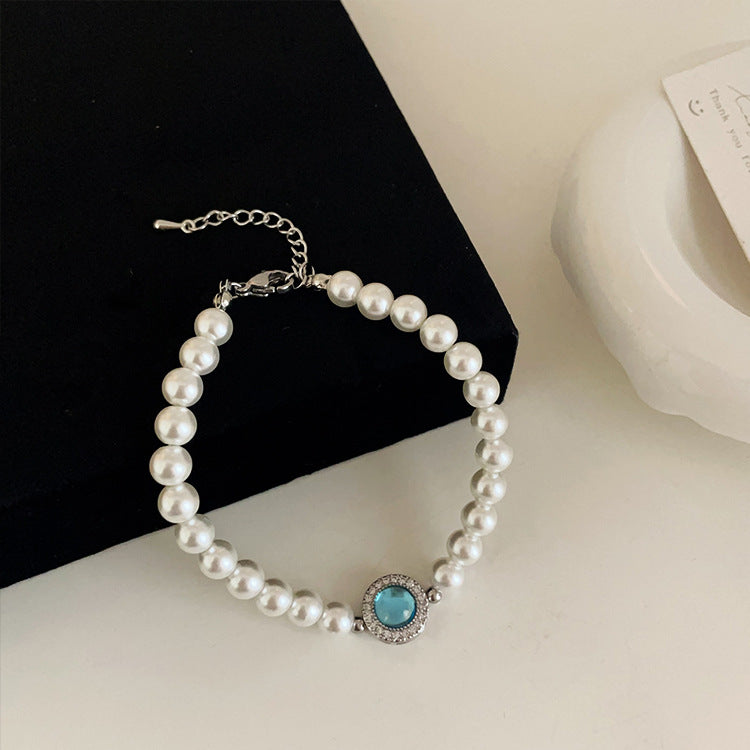 Women's Blue Opal Pearl High-grade Design Retro Bracelet