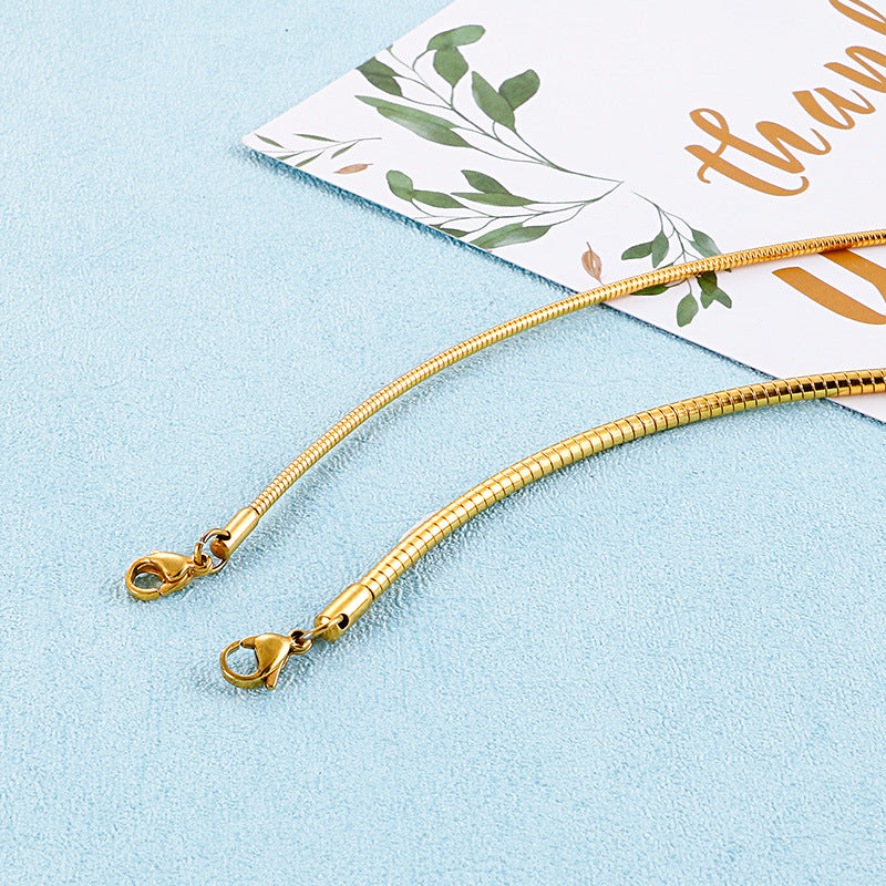 Women's Chain Round Stainless Steel Gold Personality Collar