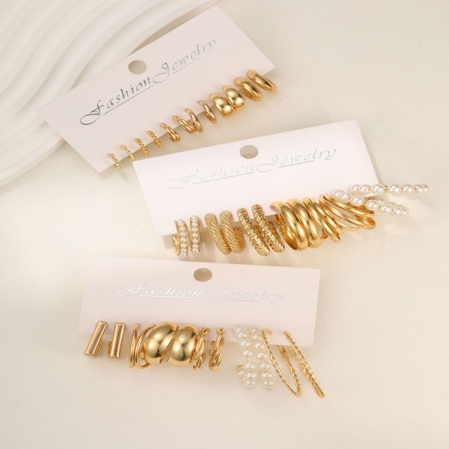 Women's Geometric Type Alloy Pearl Suit Pairs Fashionable Rings