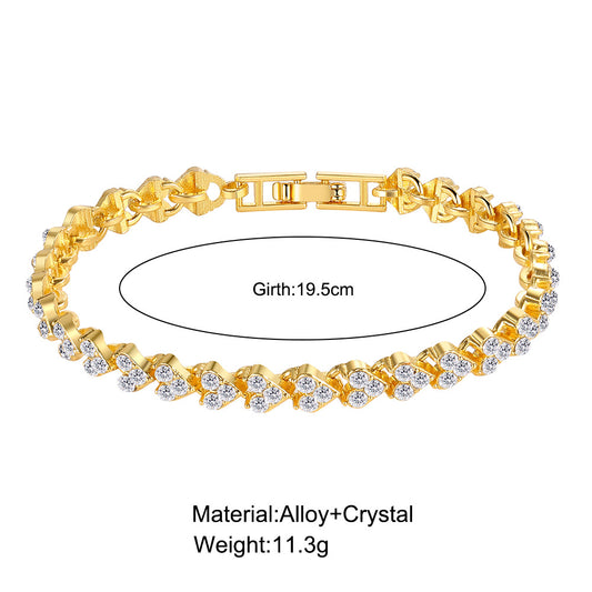 Full Diamond Heart-shaped Roman Niche Design Simple Bracelets