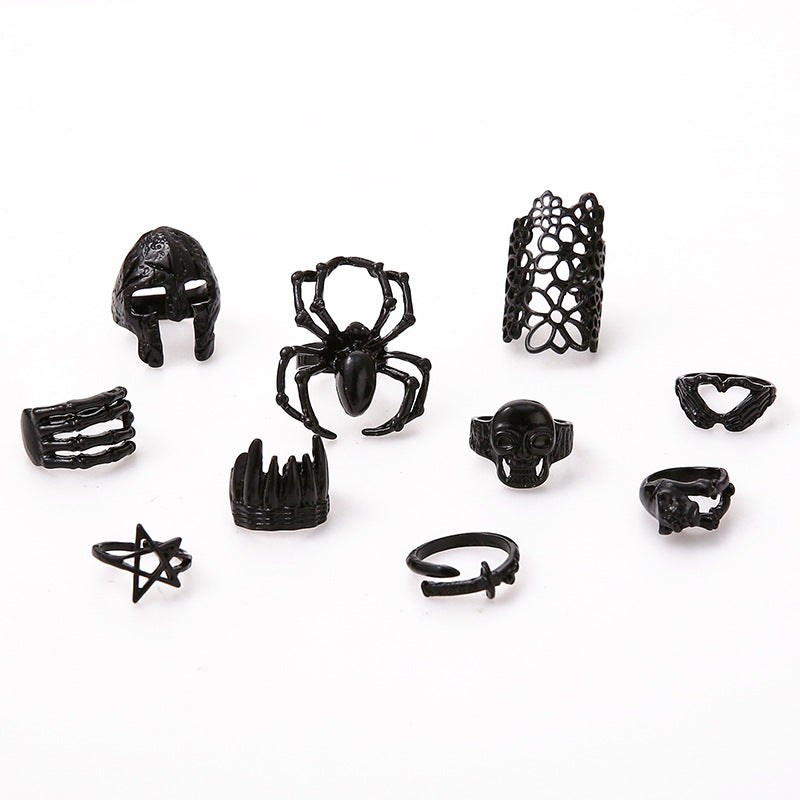 Adjustable Flower Skull Heart Spider Mask Rings