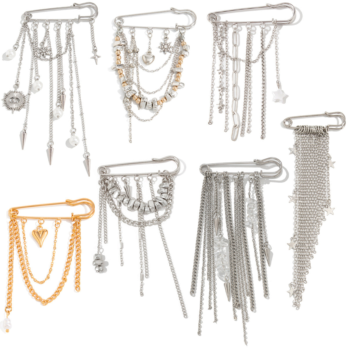 Pin Brooch Design Gravel Rivet Shortened Brooches