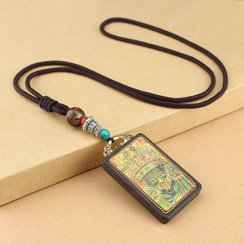 Handmade Blackwood Yellow God Of Wealth Necklaces