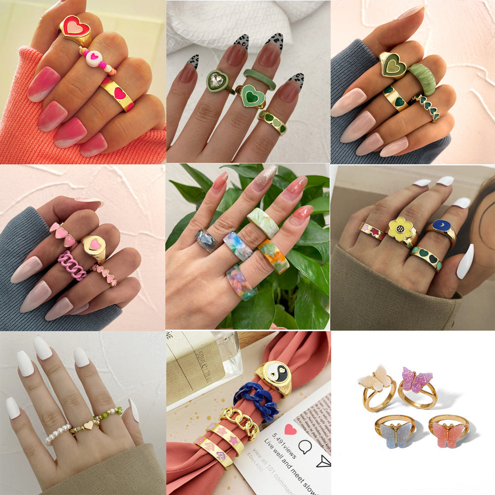 Women's Creative Simple Resin Alloy Tail Color Ring