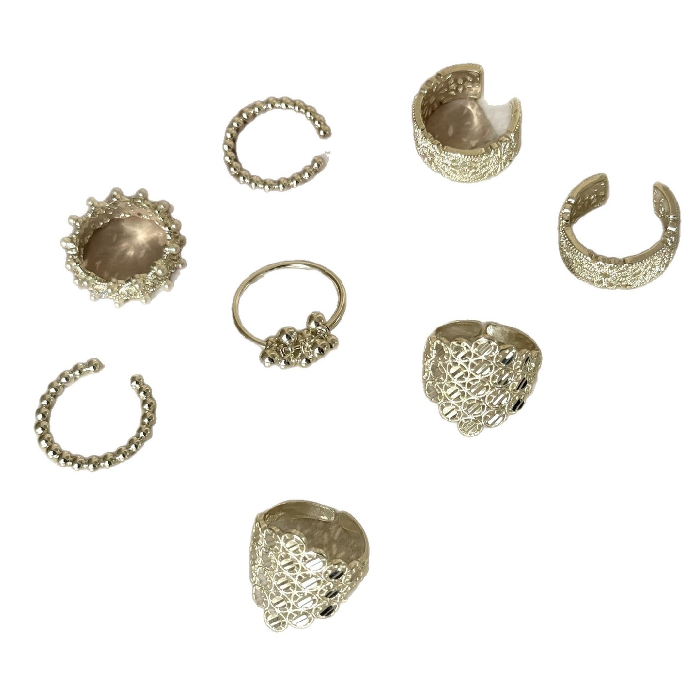 Sier Grape Round Beads Lace Flower Simple Rings