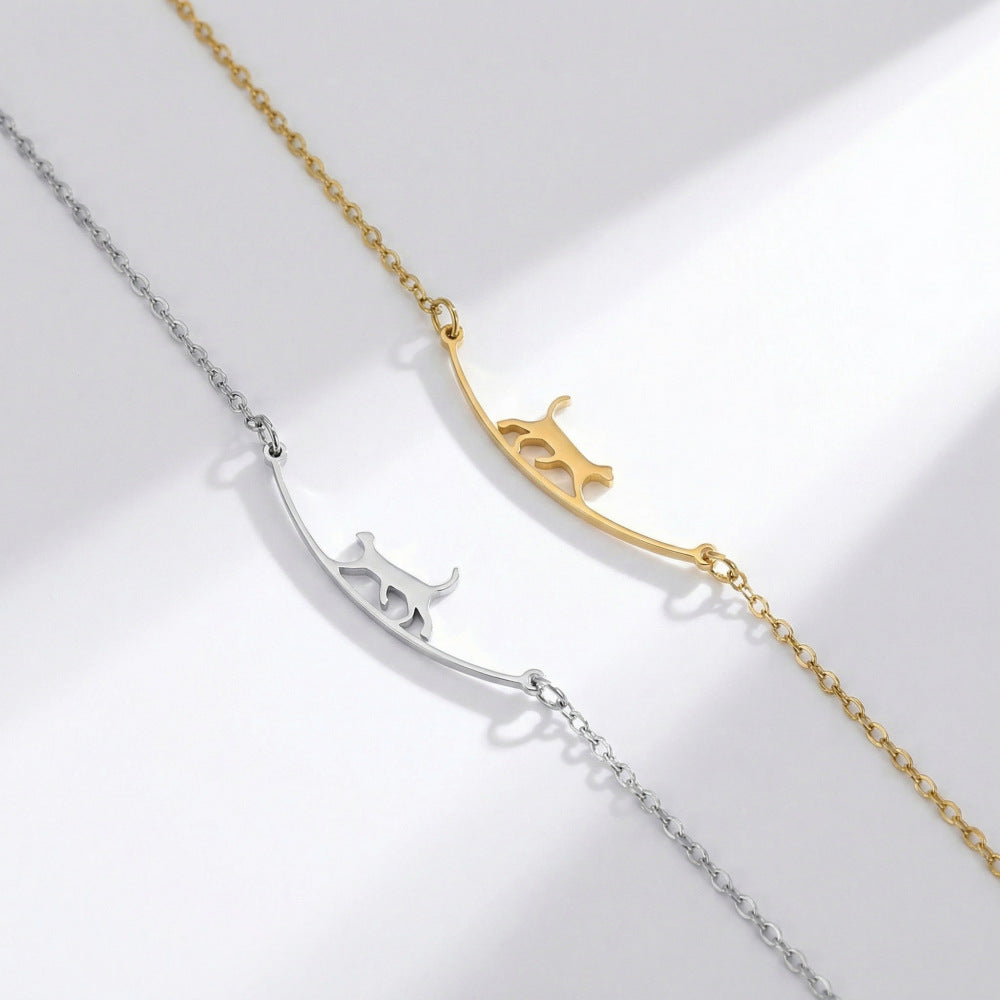 Women's Cute Walking Cat Stainless Steel Fashion Anklets