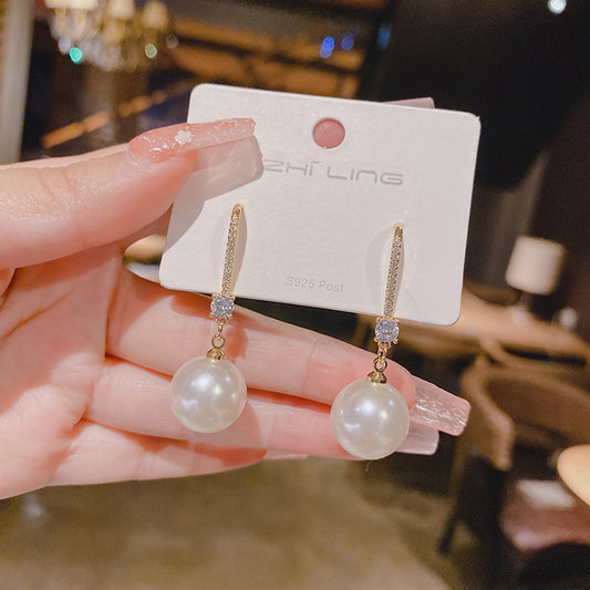 Sier Needle Red Bell Ear Female Earrings