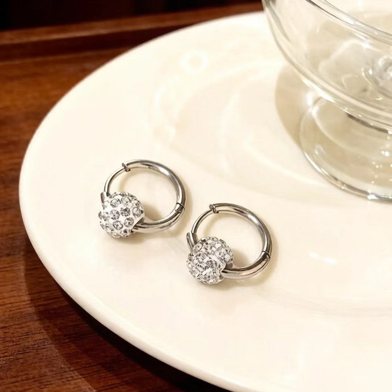Diamond Female Simple Light Luxury High Sense Niche Ear Clip Earrings