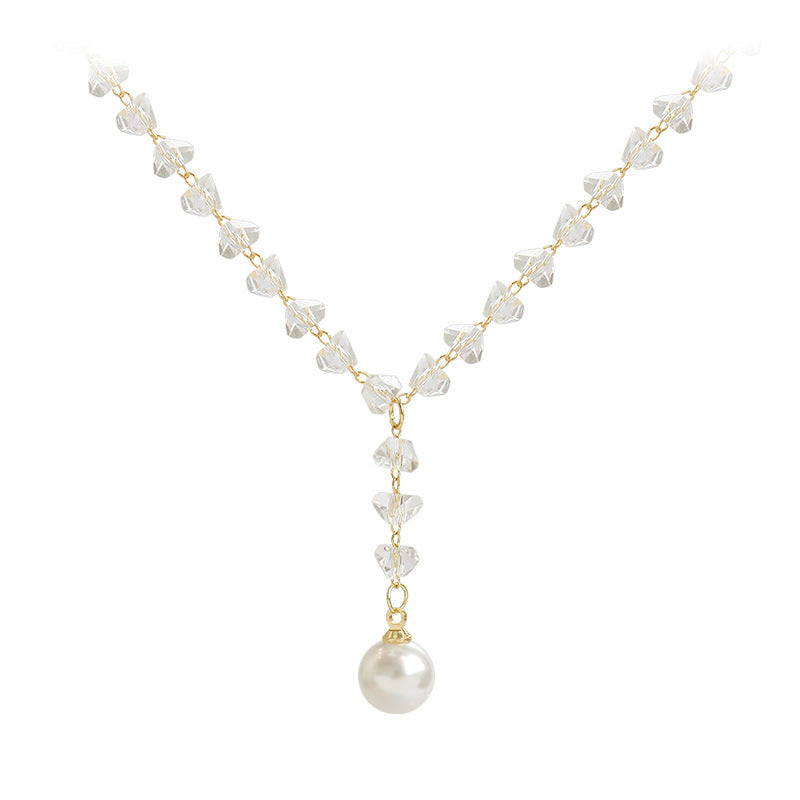 Women's Temperamental Minority Design Crystal Pearl For Indifference Trend Clavicle Collar
