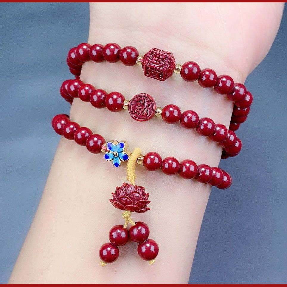 Women's Cinnabar Beads Three-circle Purple Gold Sand Bracelets