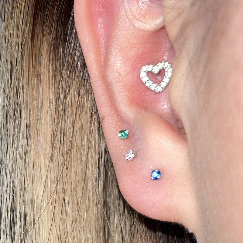 Rhinestone Color Sterling Sier Female Zircon Earrings