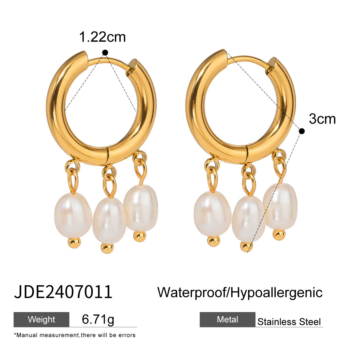 Stainless Steel Pearl Fashion Classic Baroque Earrings