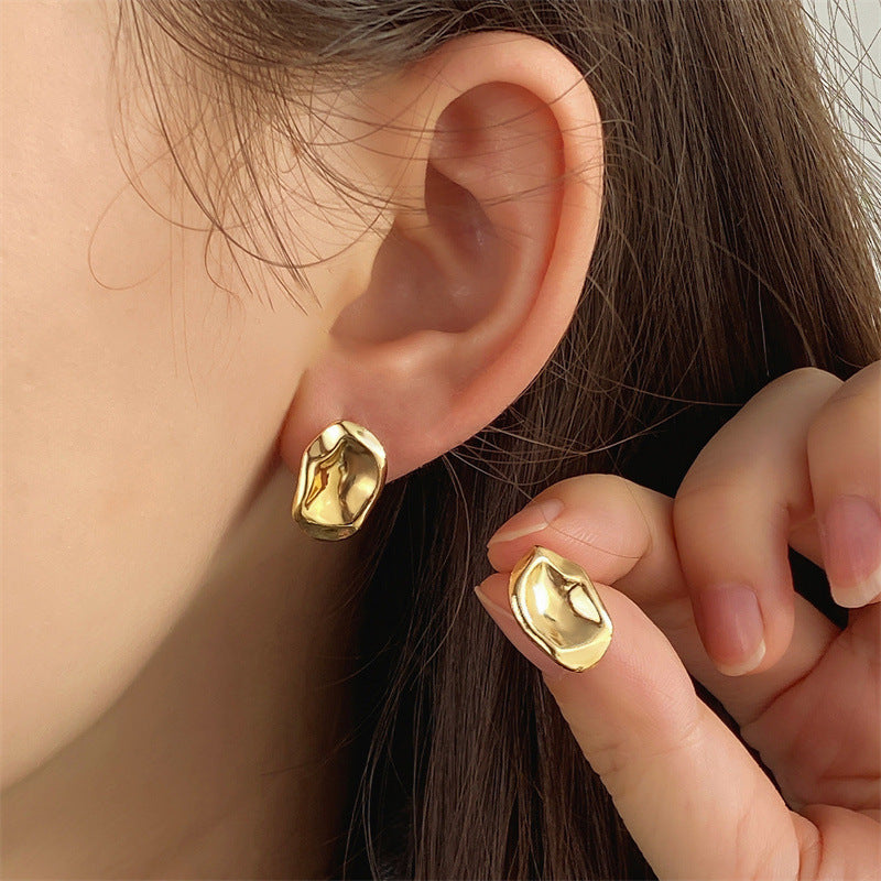 Fashion Manual Hammered Face Ear Irregular Earrings