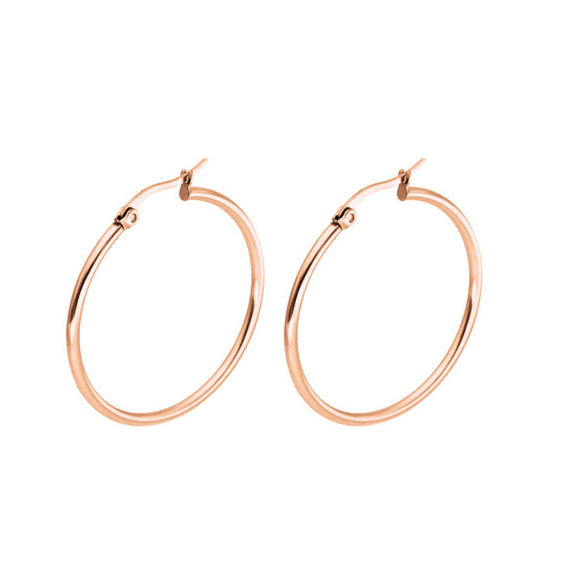 Classic Stainless Steel Round Exaggerated Titanium Wire Ear Earrings