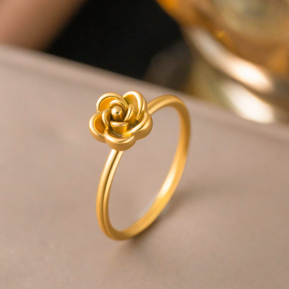 Women's Titanium Steel Rose Flower Fashion Simple High-grade Earrings