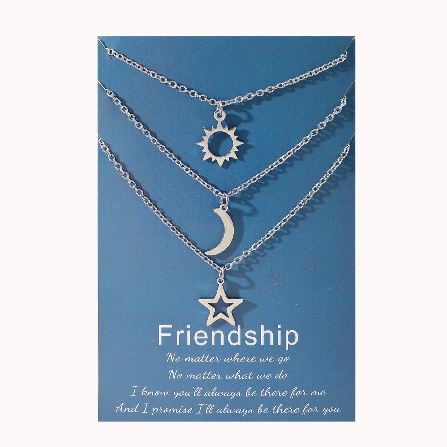 Women's & Men's Friendship Suit Creative Stainless Steel Sun Moon Star Necklaces