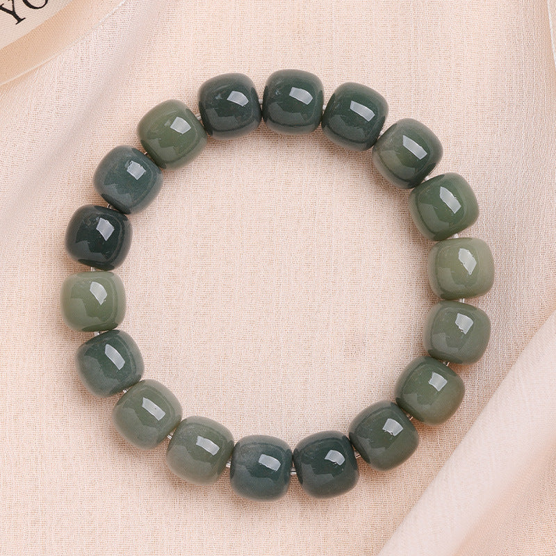 Men's Bodhi Pliable Temperament Skin Root Gradient Old Barrel Buddha Beads Bracelet