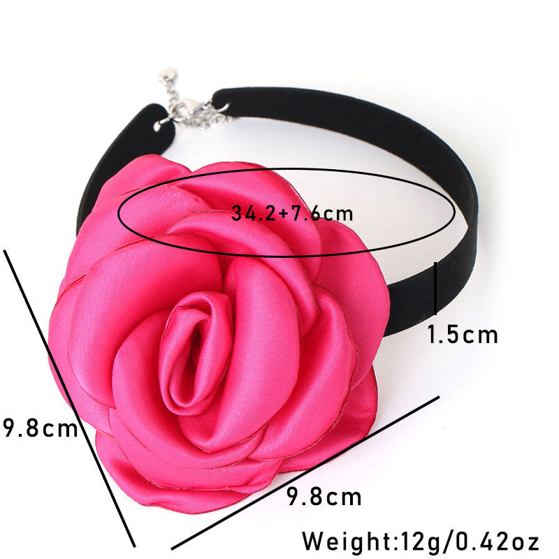 Women's Korean Style Handmade Fabric Flower Strap Necklaces