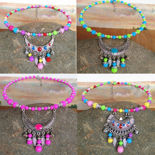 Colorful Beads Choker Sweater Chain Collarbone Collar
