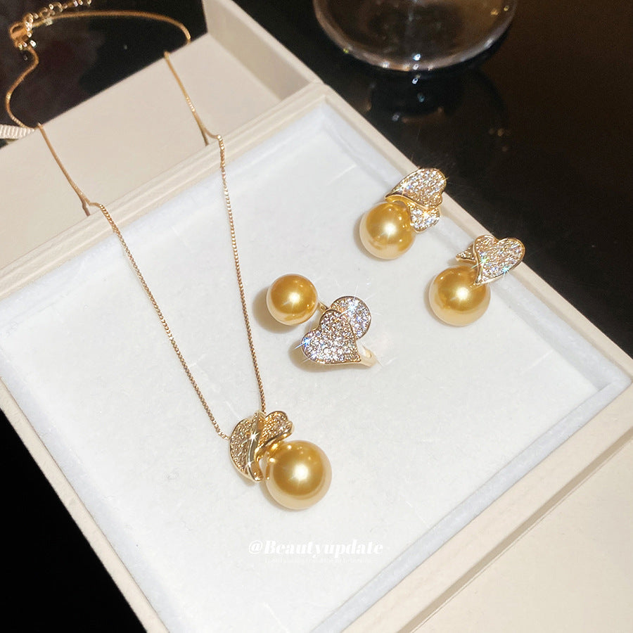 Chinese Style Vintage Zircon Pearl Exquisite Dress Dinner Rings
