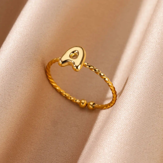 Stainless Steel Gold-plated English Letters Glossy Rings