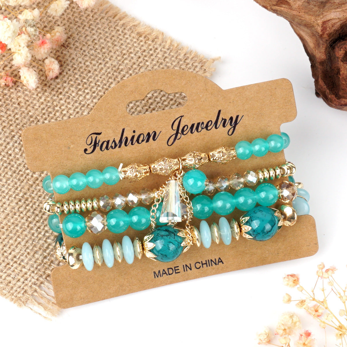 Bohemian Chain Tassel Colored Glass Crystal Bracelet