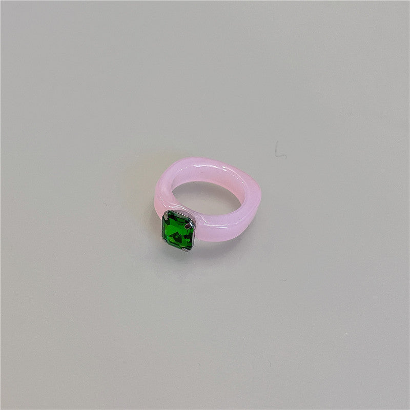 Candy Color Resin Acrylic Gemstone Transparent Rings